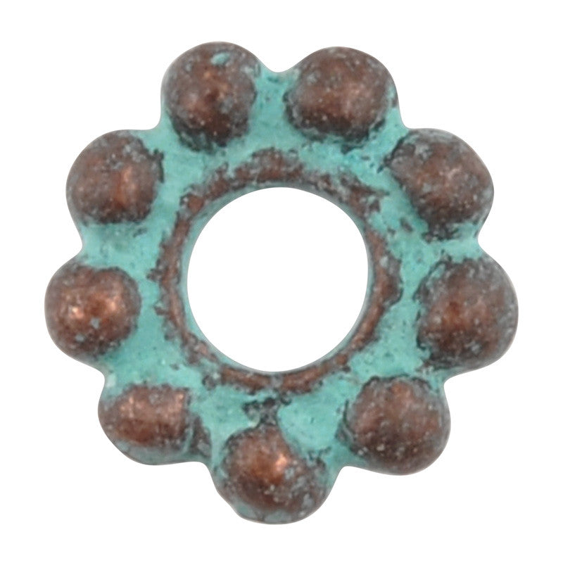 Casting Beads-10mm Dot Spacer-Green Patina