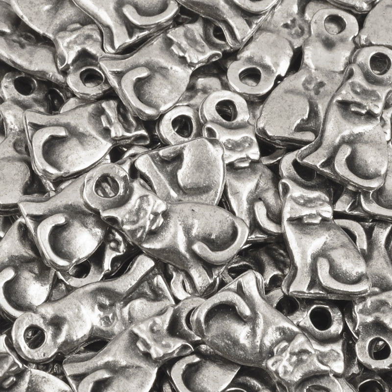 Casting Charm-10x15mm Tiny Cat-Antique Silver-Quantity 2