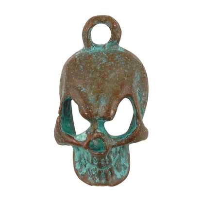 Casting Charm-10x19mm Skull-Green Patina-Quantity 1