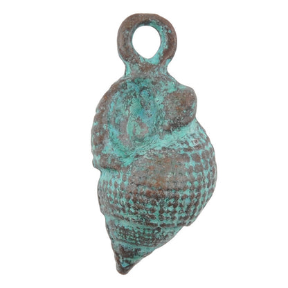 Casting Charm-11x23mm Whelk Shell-Green Patina