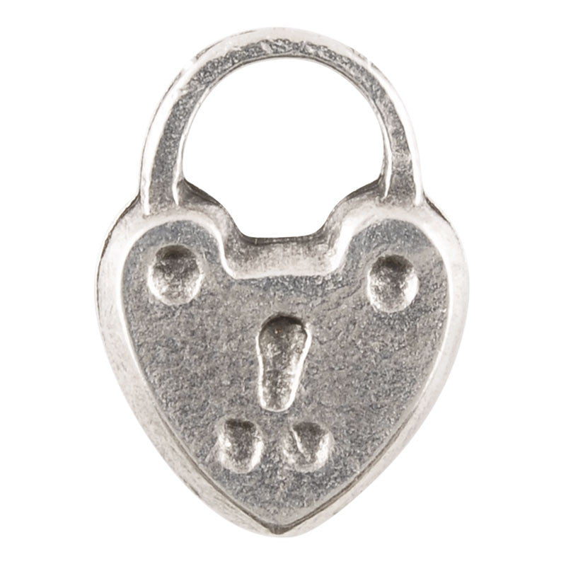 Padlock & Heart Key Charm, Sterling silver