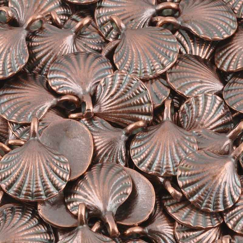 Casting Charm-15x18mm Clam Shell-Antique Copper