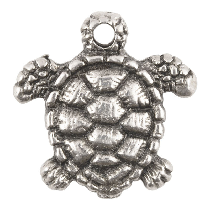 Casting Charm-17mm Tiny Turtle-Antique Silver