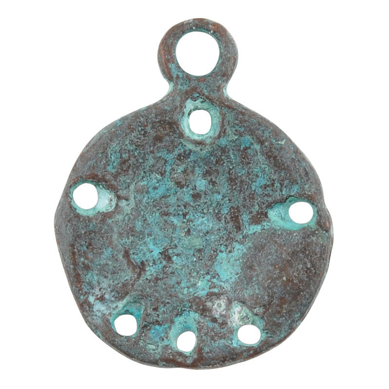 Casting Charm-16x20mm Sand Dollar-Green Patina-Quantity 1