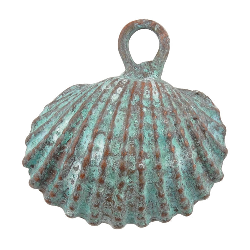 Casting Charm-20mm Cockle Shell-Green Patina-Quantity 1