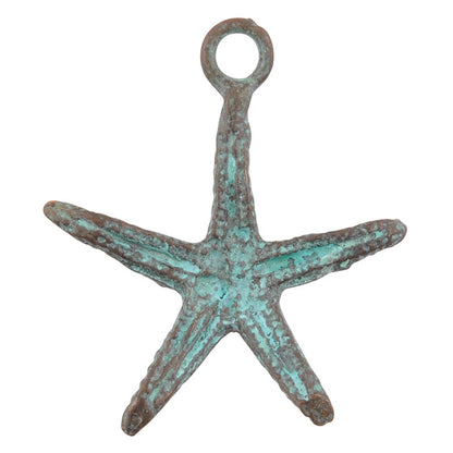 Casting Charm-23x25mm Starfish-Green Patina-Quantity 1