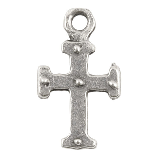 Casting Charm-9x15mm Tiny Medieval Cross-Antique Silver