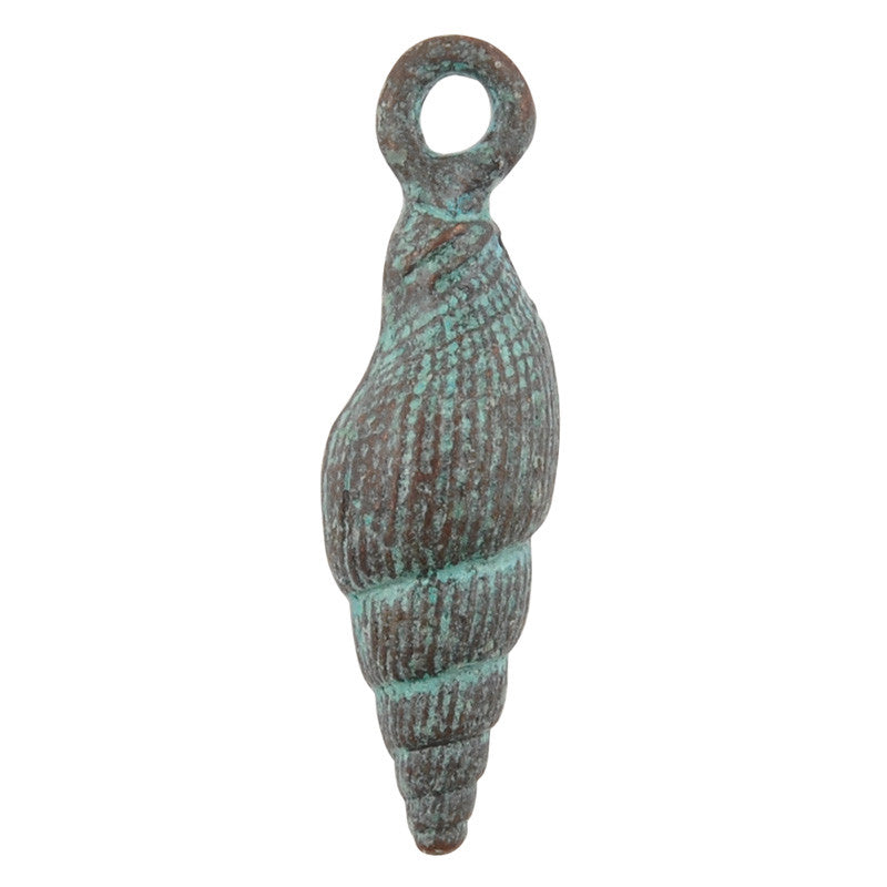 Casting Charm-8x25mm Conical Shell-Green Patina