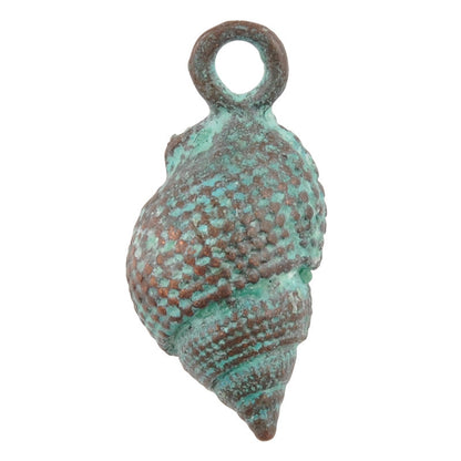 Casting Charm-11x23mm Whelk Shell-Green Patina