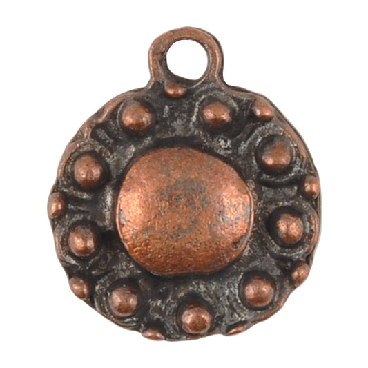 Casting Charms-14x17mm Round Granulated Frame-Antique Copper-Quantity 1