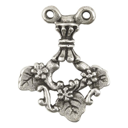 Casting Pendant-23x30mm Flowers and Leaves-Two Hole-Antique Silver-Quantity 1