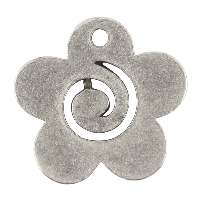 Casting Pendant-30mm Flower Swirl-Antique Silver-Quantity 1