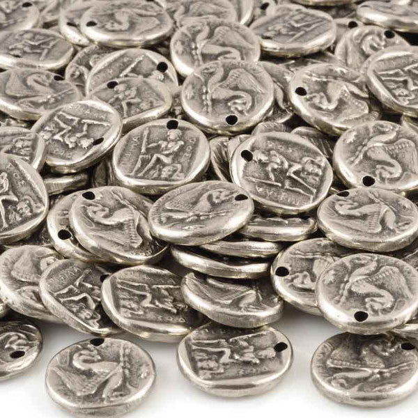 Casting-22mm Coin Pendant-Antique Silver