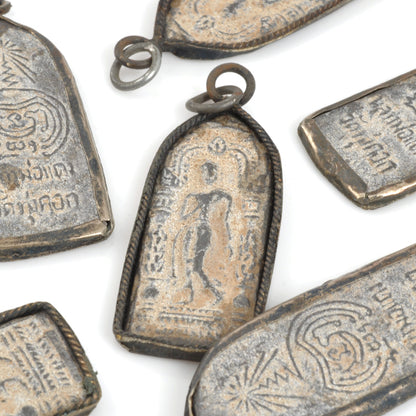 Casting Pendants-Metal-16x46mm Walking Buddha-Old Patina-Thailand-Quantity 1