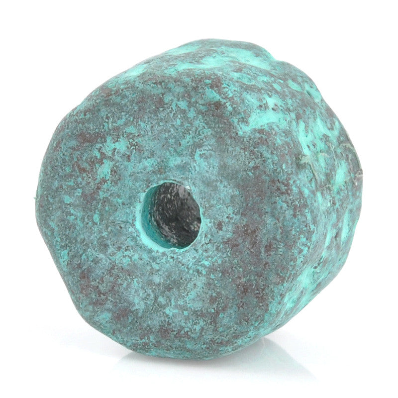 Ceramic Beads-10x13mm Coarse Round Tube-Green Patina