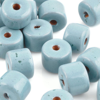 Ceramic Beads-10x13mm Round Tube-Stone Blue