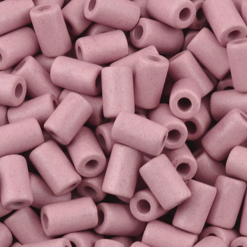 Ceramic Beads-10x5.8mm Tube-Rose Pink