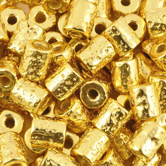 Ceramic Beads-10x9mm Coarse Round Tube-Gold