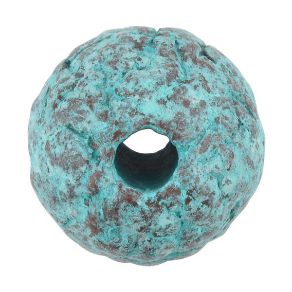 Ceramic Beads-12mm Coarse Round-Green Patina