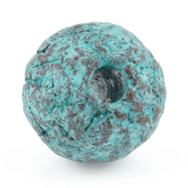 Ceramic Beads-12mm Coarse Round-Green Patina