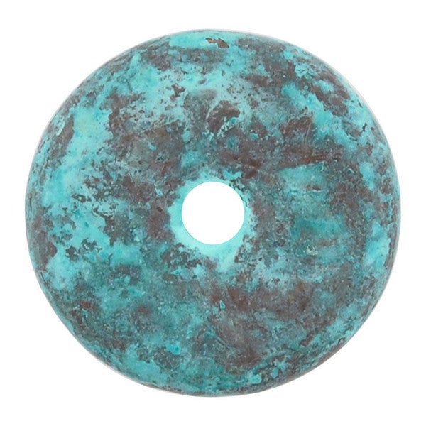 Ceramic Beads-13mm Round Disc-Green Patina