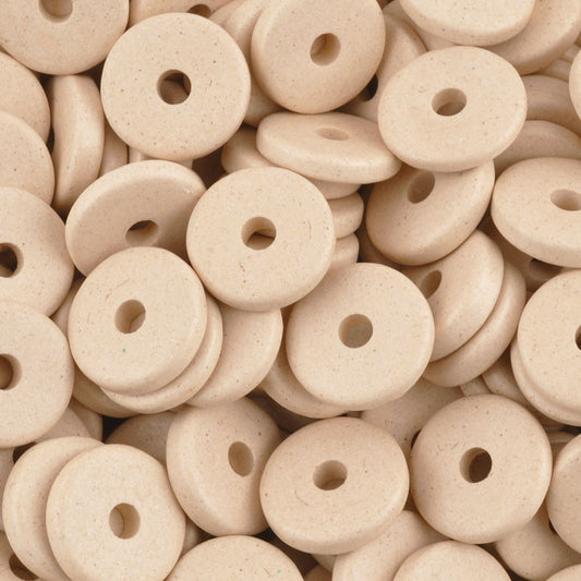 Ceramic Beads-13mm Round Disc-Stone White