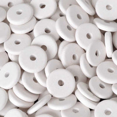 Ceramic Beads - 13mm Round Disc - White - geneseedraincleaning