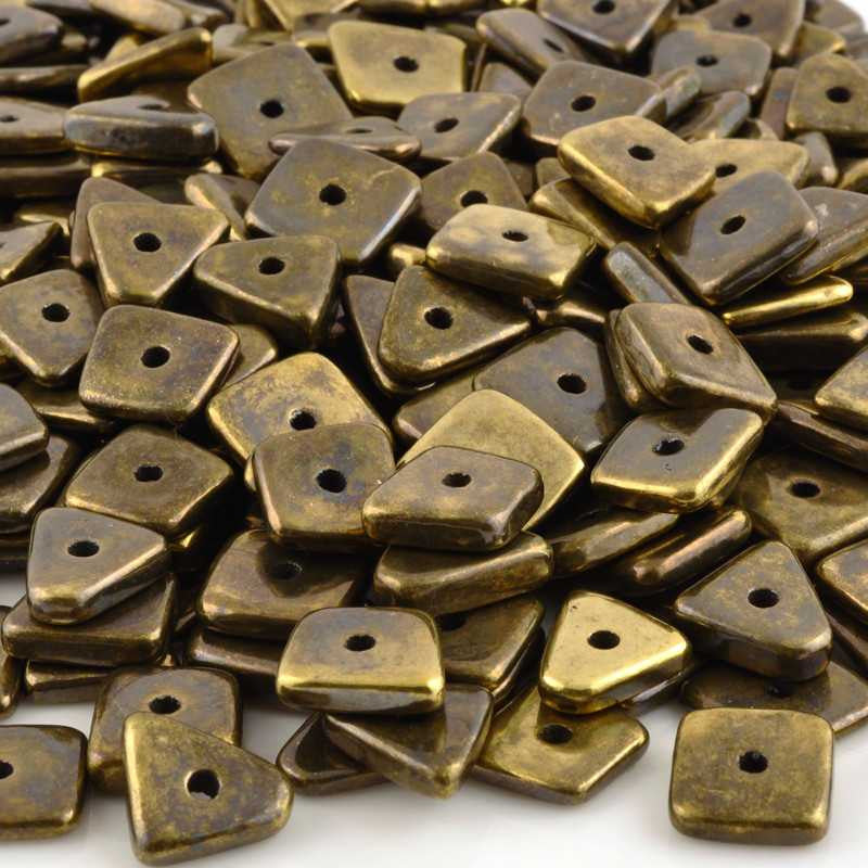 Ceramic Beads-14mm Abstract-Antique Bronze-Quantity 5