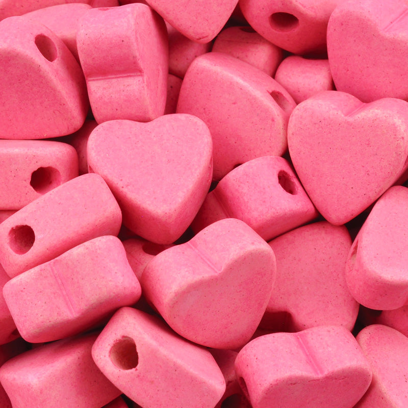 Ceramic Beads-15x14.7mm Heart-Fuchsia Rose-Quantity 1