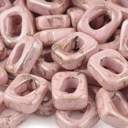 Ceramic Beads-15x18mm Abstract Rectangle-Rosa Orchid