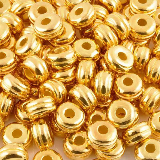 Ceramic Beads-17mm Rondelle  with Grooves-Gold-Quantity 1