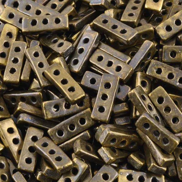 Ceramic Beads-18x7mm Three Hole Multi Strand Spacer-Antique Bronze