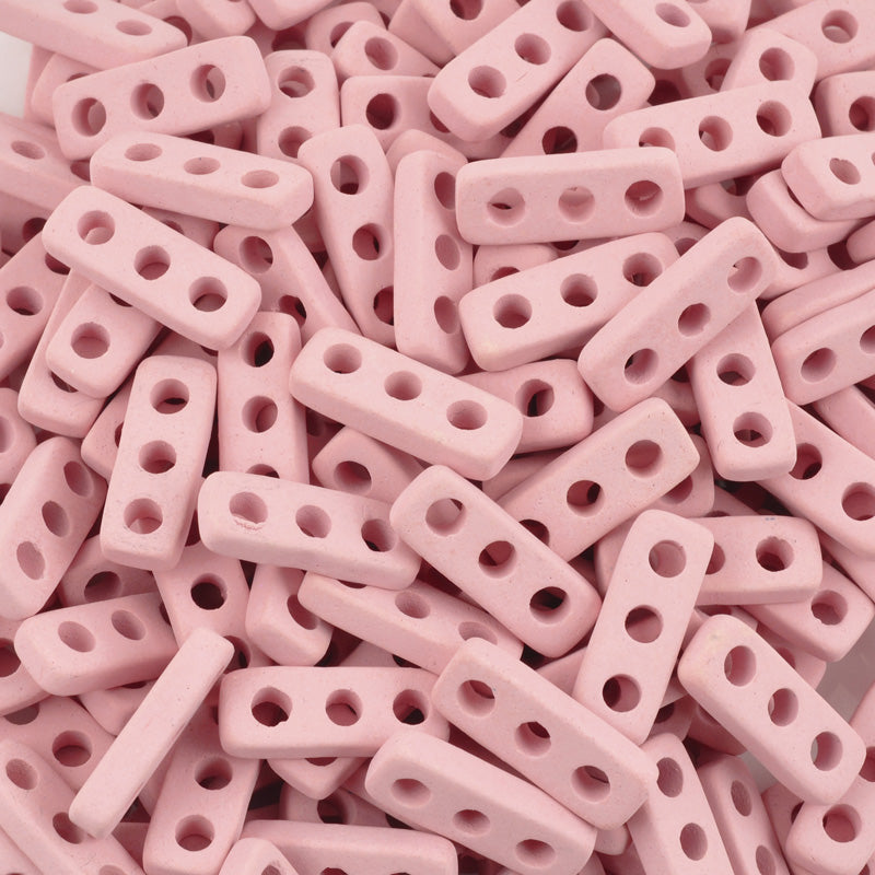 Ceramic Beads-18x7mm Three Hole Multi Strand Spacer-Rose Water