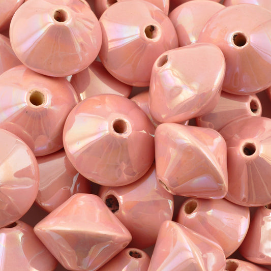 Ceramic Beads-23mm Top-Pink Enamel-Quantity 1