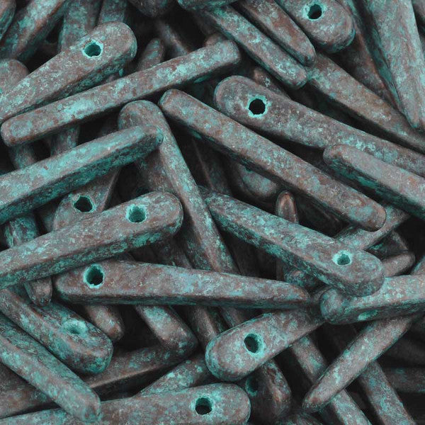 Ceramic Beads-31mm Dagger-Green Patina-Quantity 5