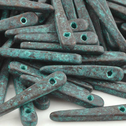 Ceramic Beads-31mm Dagger-Green Patina-Quantity 5