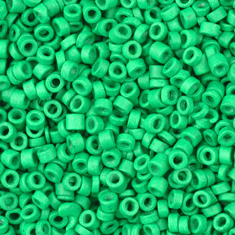 Ceramic Beads-3mm Tube-Bright Green-5 Grams