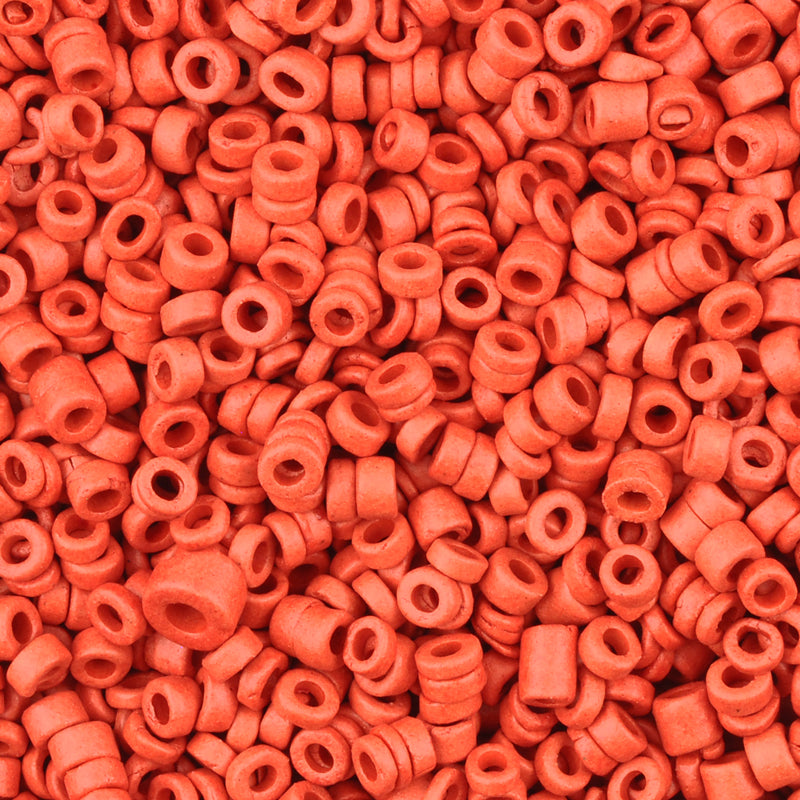 Ceramic Beads-3mm Tube-Cinnabar Vermillion-5 Grams