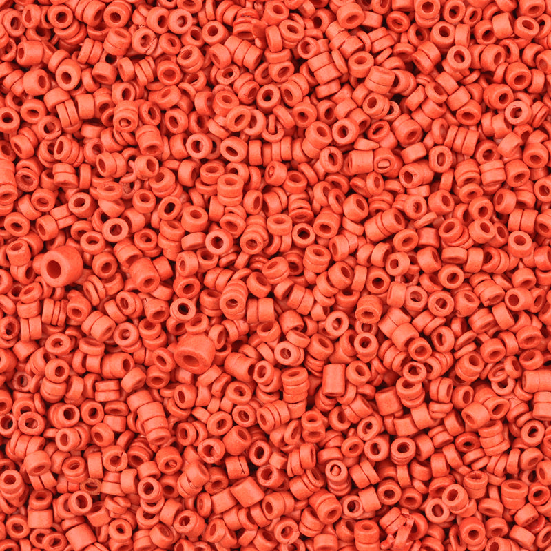 Ceramic Beads-3mm Tube-Cinnabar Vermillion-5 Grams