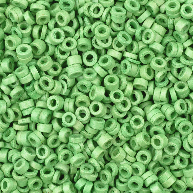 Ceramic Beads-3mm Tube-Lime Green-5 Grams