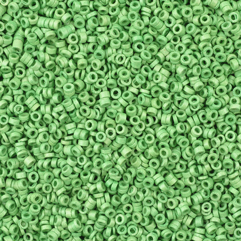 Ceramic Beads-3mm Tube-Lime Green-5 Grams