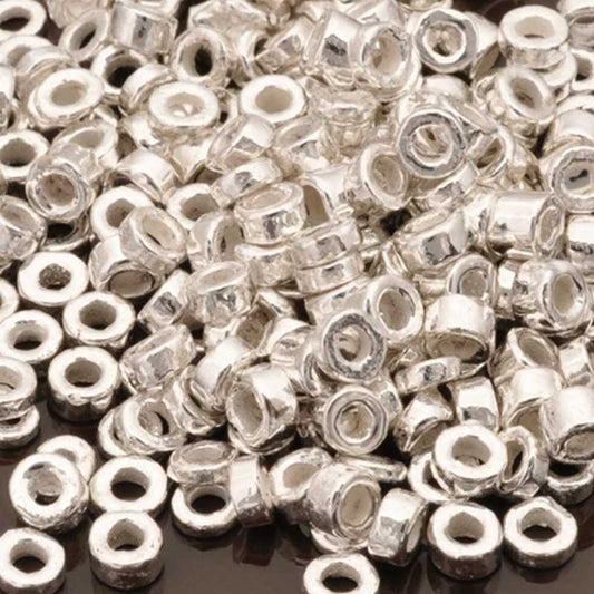 Ceramic Beads-3mm Tube-Silver-1 Gram