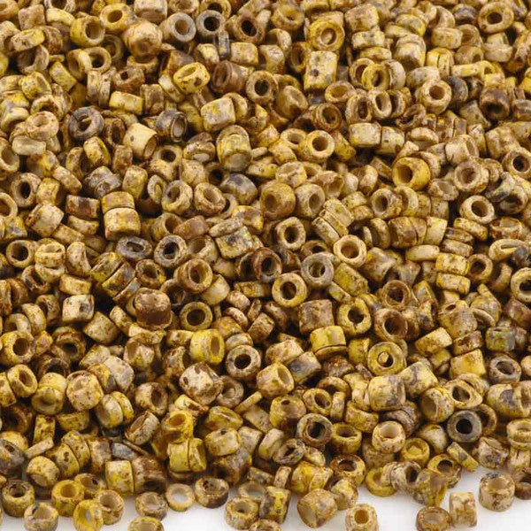 Ceramic Beads-3mm Tube-Sunflower Splash