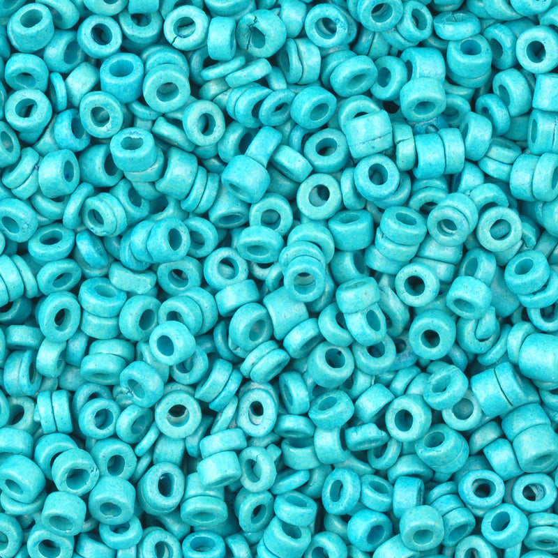 Ceramic Beads-3mm Tube-Turquoise-5 Grams