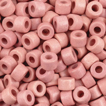 Ceramic Beads-4x6mm Tube-Rose Pink