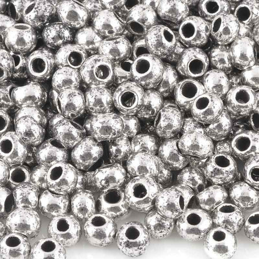 Ceramic Beads-5mm Round-Antique Silver