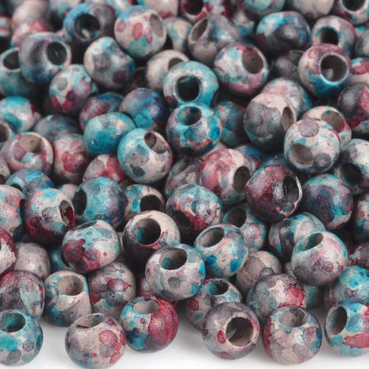 Ceramic Beads-5mm Round-Blue Violet Splash