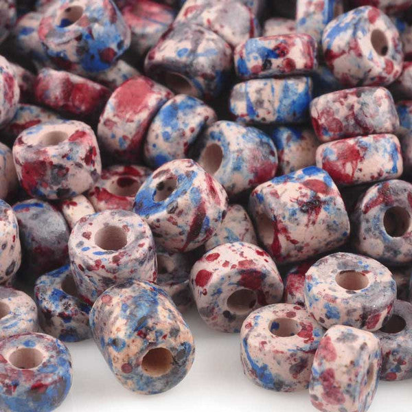 Ceramic Beads-5mm Tube-Blue Violet Splash