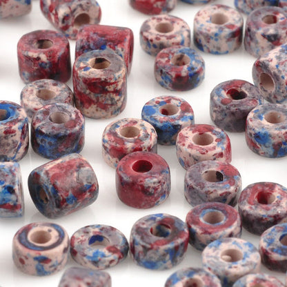 Ceramic Beads-5mm Tube-Blue Violet Splash