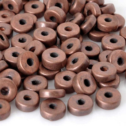 Ceramic Beads-6mm Round Disc-Antique Copper-Quantity 10